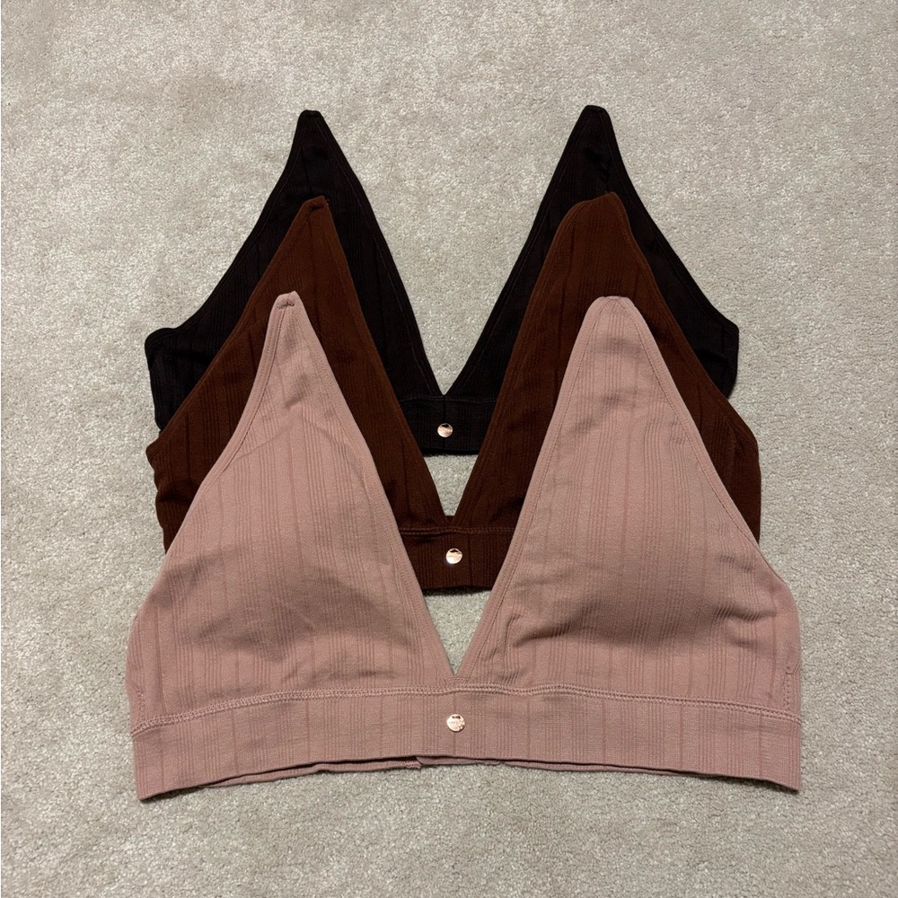 Danskin Bralettes in Blush, Coffee, Espresso Set of 3 Size XL